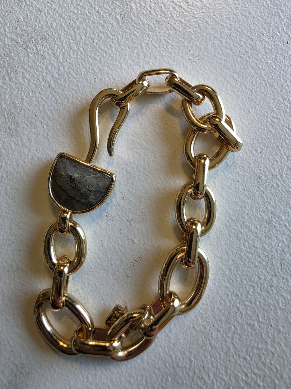Banana Republic Gold-Tone Chain Bracelet with Gray Stone